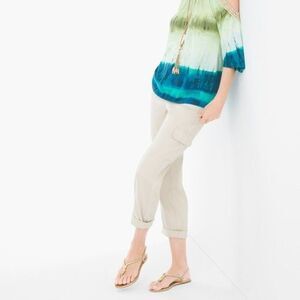 Chico's Pants Size 1 (8) Linen Blend Cargo Lightweight NWOT